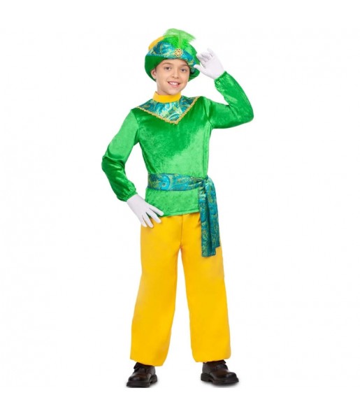 Grüner Weiser Pagenkopf Kostüm für Kinder
