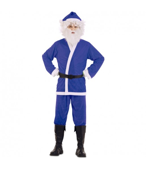 Blau Weihnachtsmann Erwachseneverkleidung für einen Faschingsabend