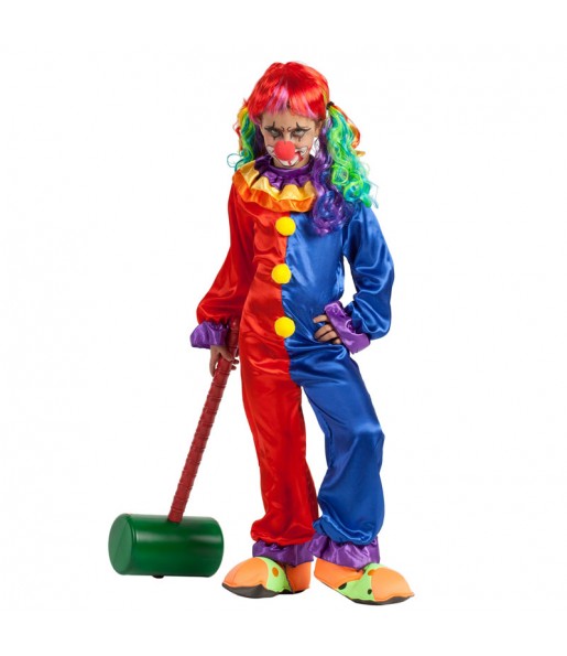 Verkleiden Sie die Teufel ClownMädchen für eine Halloween-Party