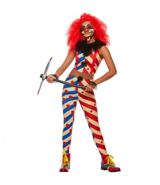 Gruseliges Clown Kostüm Frau für Halloween Nacht
