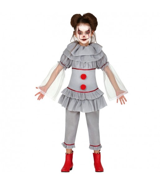 Clown IT grau Kostüm für Mädchen