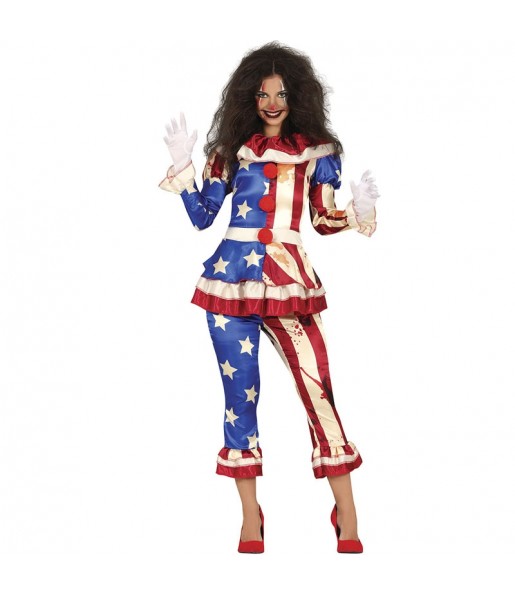 Patriotischer Clown Kostüm für Damen