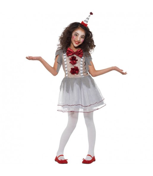 Verkleiden Sie die Graues Pennywise Mädchen für eine Halloween-Party