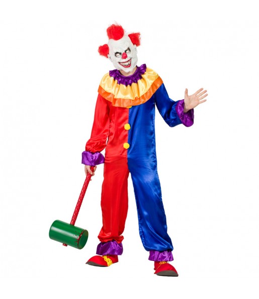 Verkleidung Diabolischer Clown Erwachsene für einen Halloween-Abend