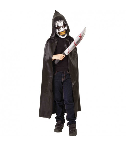 Verrückter Clown mit Kapuze Kinderverkleidung für eine Halloween-Party