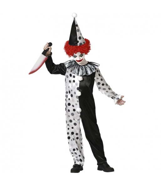 Clown Pierrot Killer Kostüm für Jungen