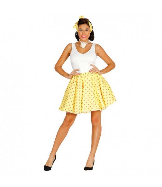 Kostüm Sie sich als Pin-up 60er Jahre Gelb Kostüm für Damen-Frau für Spaß und Vergnügungen