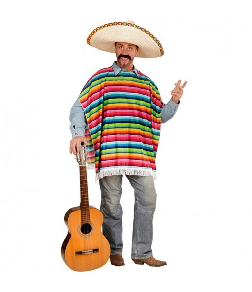 Mexikanischer Poncho mehrfarbig Kostüm für Herren