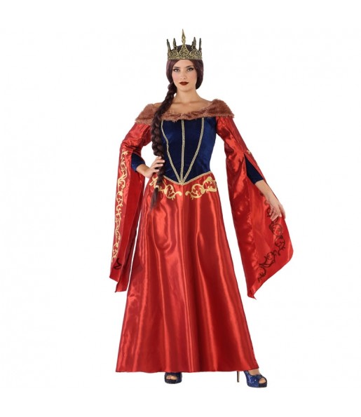 Kostüm Sie sich als Rotes mittelalterliches Königin Kostüm für Damen-Frau für Spaß und Vergnügungen
