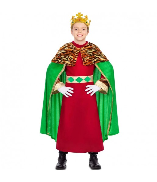 Weiser Zauberer König mit grünem Umhang Kostüme für Kinder