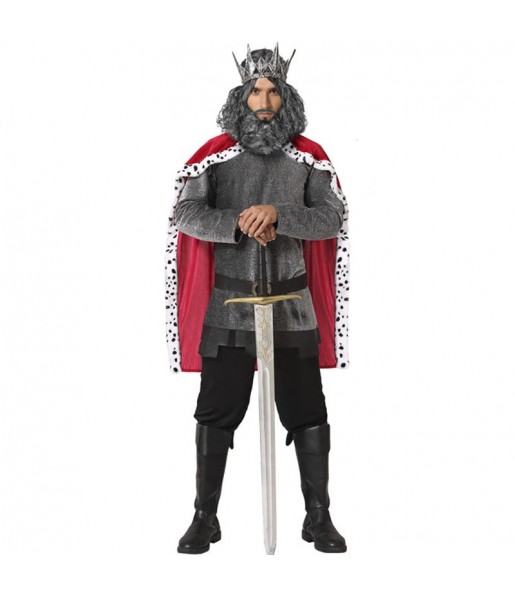 Graues mittelalterliches König Kostüm für Herren