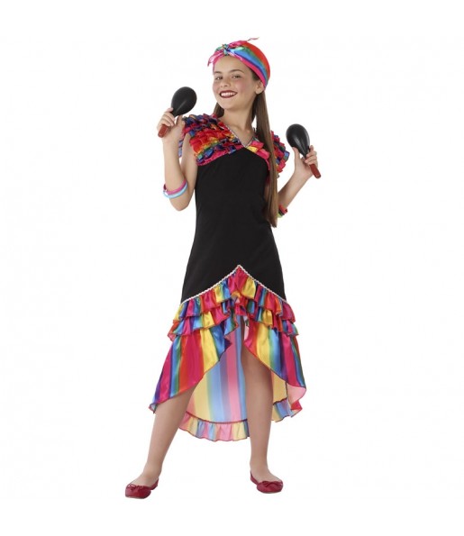 Mehrfarbiges Rumbatänzerin Mädchenverkleidung, die sie am meisten mögen