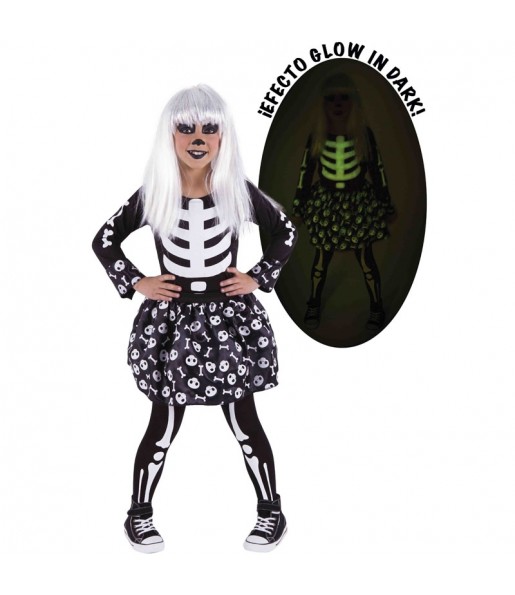 Verkleiden Sie die Skelett Leuchtet im DunkelnMädchen für eine Halloween-Party