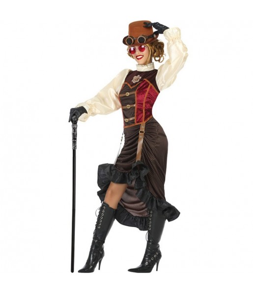 Viktorianischer Steampunk Kostüm Frau für Halloween Nacht