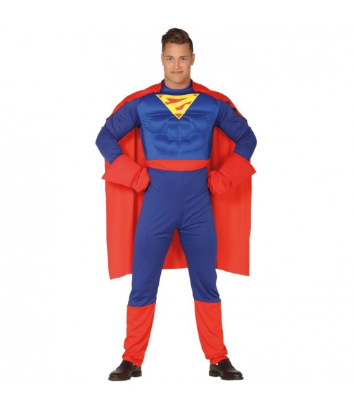 Muskulöser Superheld Clark Erwachseneverkleidung für einen Faschingsabend