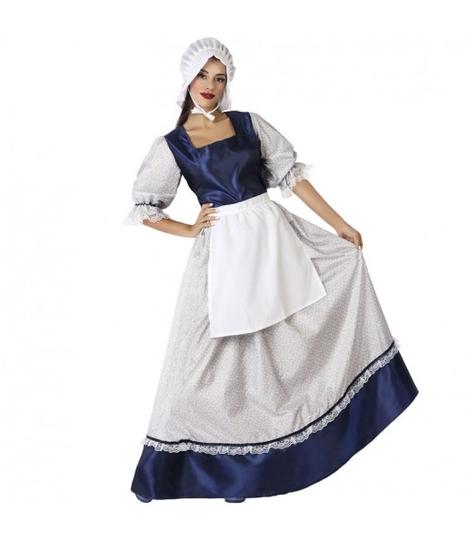 Mittelalterliche blaue Tavernenwirtin Kostüm für Frauen
