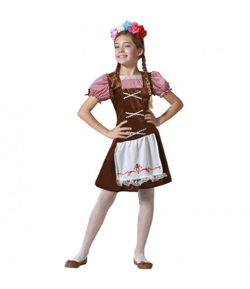 Tirolerin Oktoberfest Braun Kostüm für Mädchen