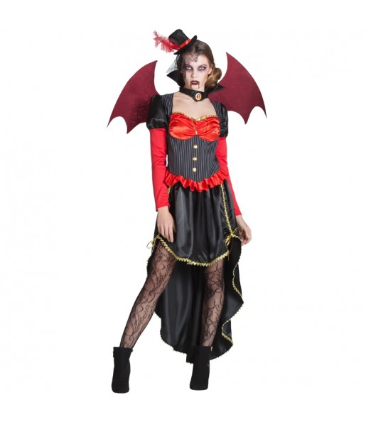 Viktorianischer Vampirin mit Flügeln Kostüm Frau für Halloween Nacht