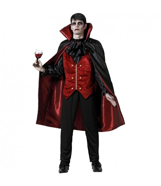 Rote Vampirin mit Umhang Kostüm für Herren