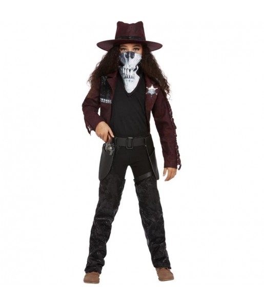 Verkleiden Sie die Zombie Cowgirl Mädchen für eine Halloween-Party