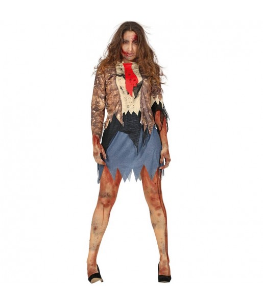 Verfluchter Zombie Kostüm Frau für Halloween Nacht