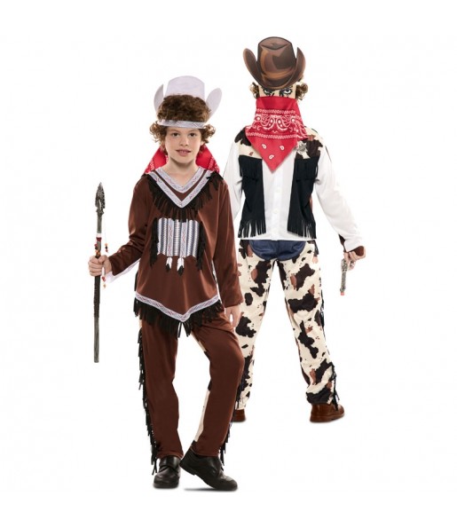 Inder und Cowboy Doppelkostüm Kinderverkleidung, die sie am meisten mögen