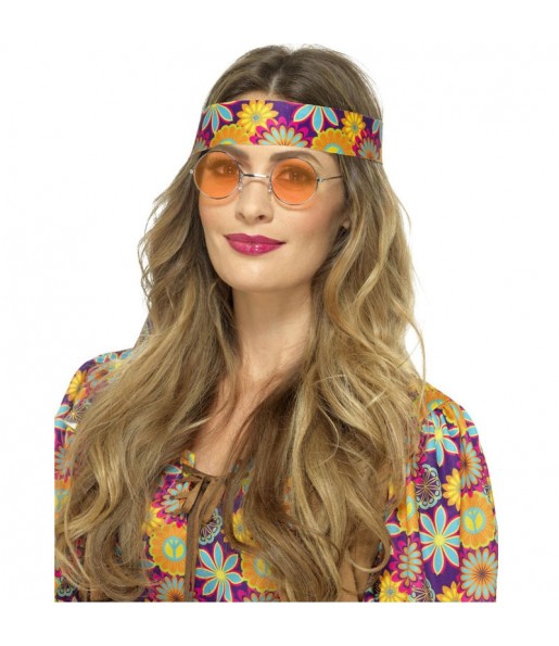 Hippie-Orange-Brille um Ihr Kostüm zu vervollständigen