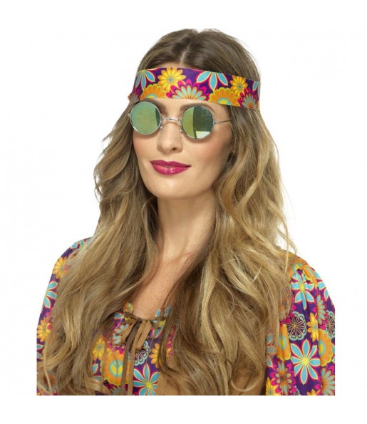 Grüne Hippie-Brille um Ihr Kostüm zu vervollständigen