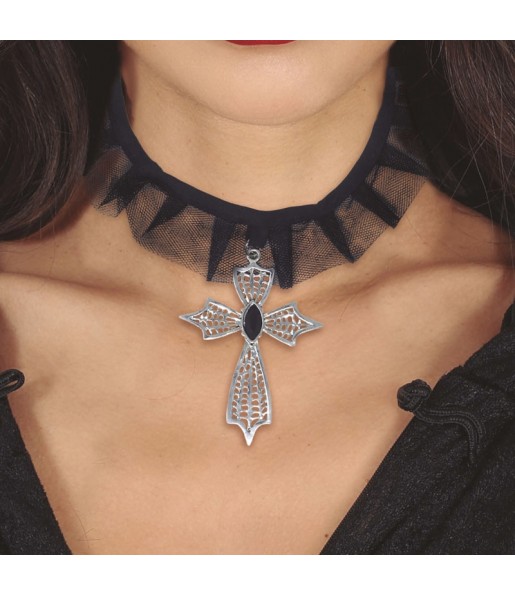 Vampir-Kropfband mit Kreuz zur Vervollständigung Ihres Horrorkostüms