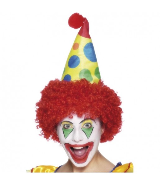 Clownshut mit Perücke um Ihr Kostüm zu vervollständigen