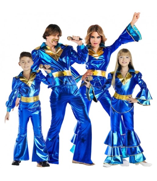 Blaue Abba-Scheibe Kostüme für Gruppen und Familien