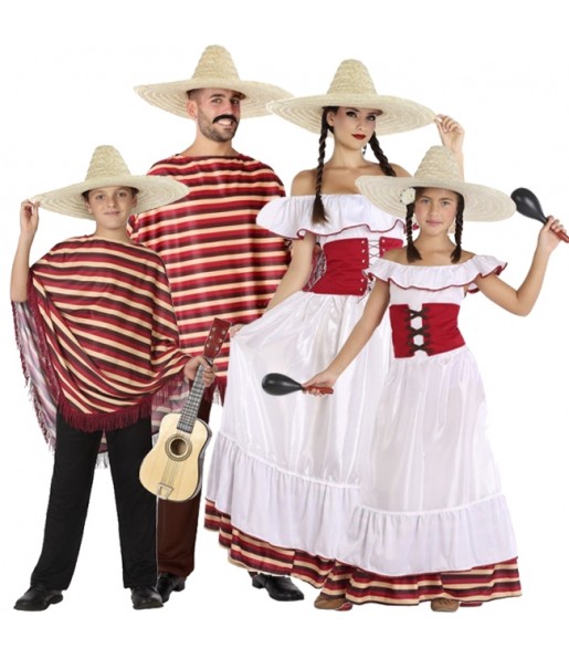 Mexikaner in Streifen Kostüme für Gruppen und Familien