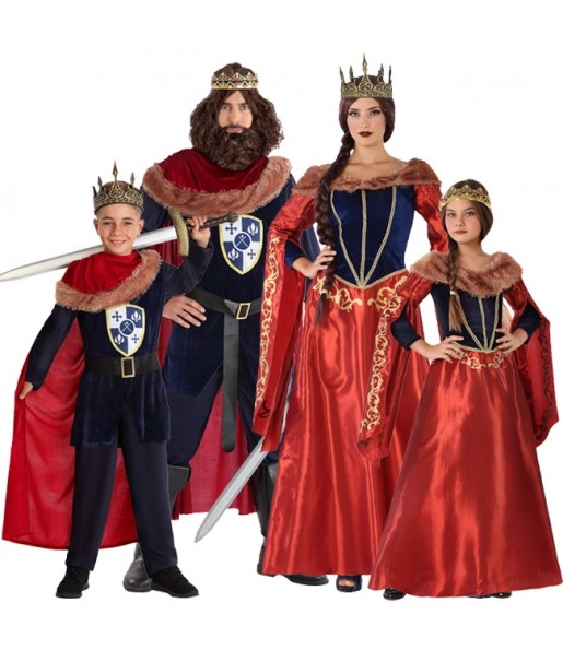 Mittelalterliche rote Könige Kostüme für Gruppen und Familien