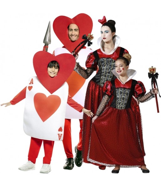 Herz-Asse und Herz-Damen Kostüme für Gruppen und Familien