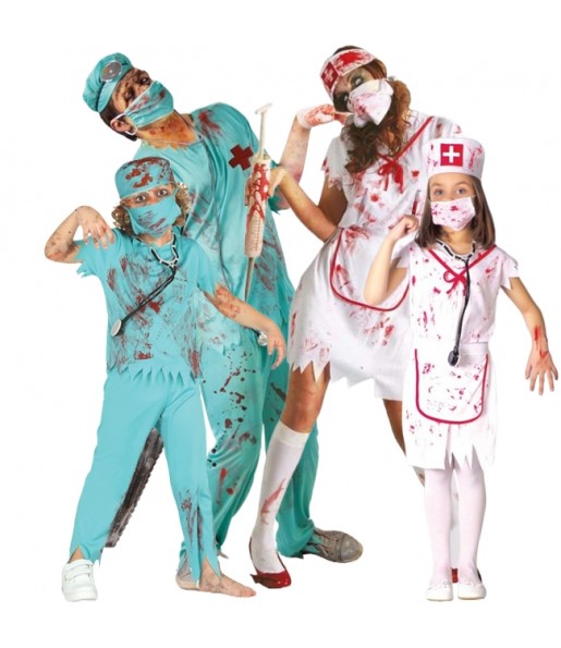 Zombie-Chirurgen und Krankenschwestern Kostüme für Gruppen und Familien