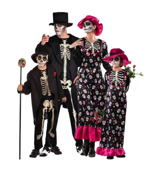Catrina-Skelette Kostüme für Gruppen und Familien