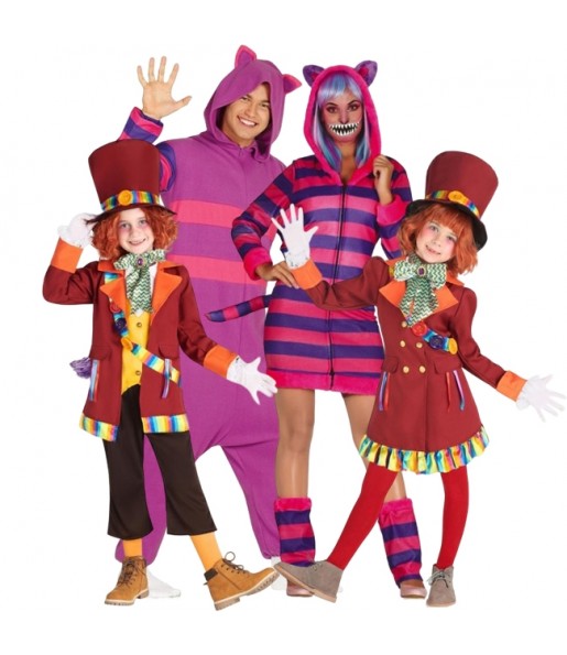 Cheshire Cats und verrückte Hutmacher Kostüme für Gruppen und Familien