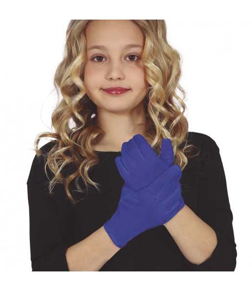 Blaue Kinderhandschuhe um Ihr Kostüm zu vervollständigen