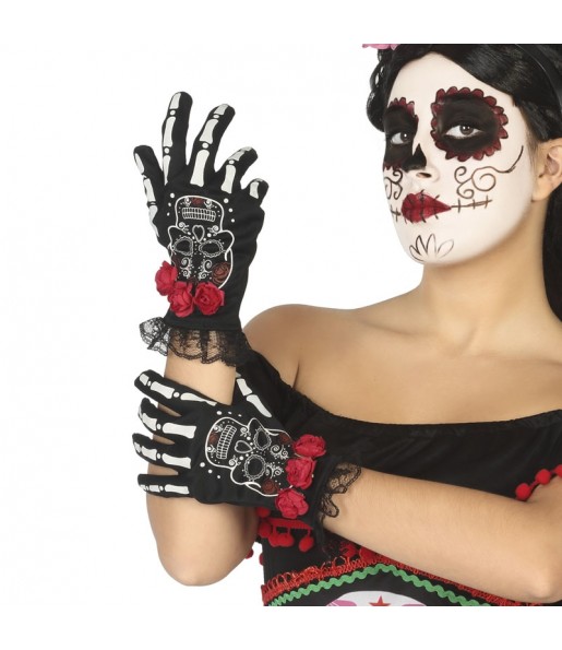Mexikanische Catrina Handschuhe