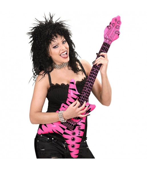 Rockstar rosa aufblasbare elektrische Gitarre um Ihr Kostüm zu vervollständigen