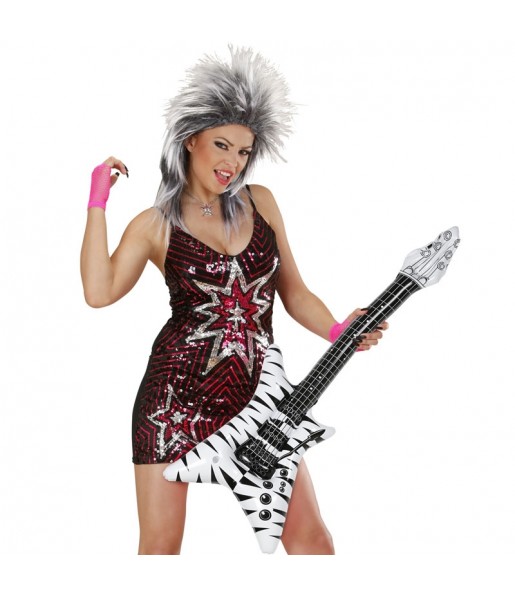 Aufblasbare E-Gitarre Rockstar um Ihr Kostüm zu vervollständigen