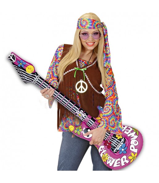 Aufblasbare Hippie-Gitarre um Ihr Kostüm zu vervollständigen