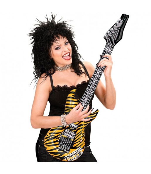 Aufblasbare Rockstar-Tiger-Gitarre um Ihr Kostüm zu vervollständigen