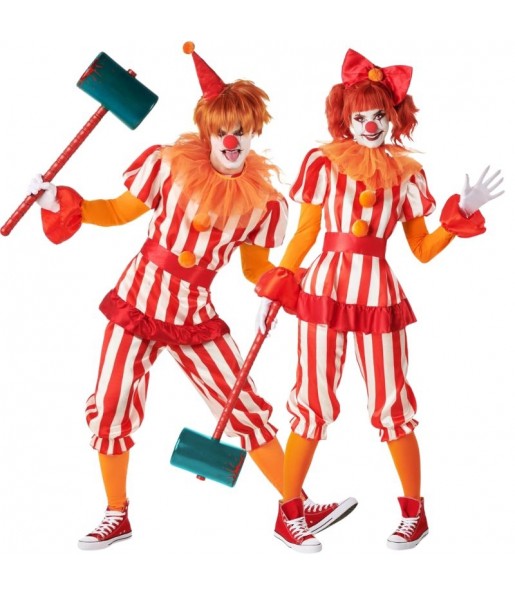 Schreckliche Clowns Kostüme für Paare