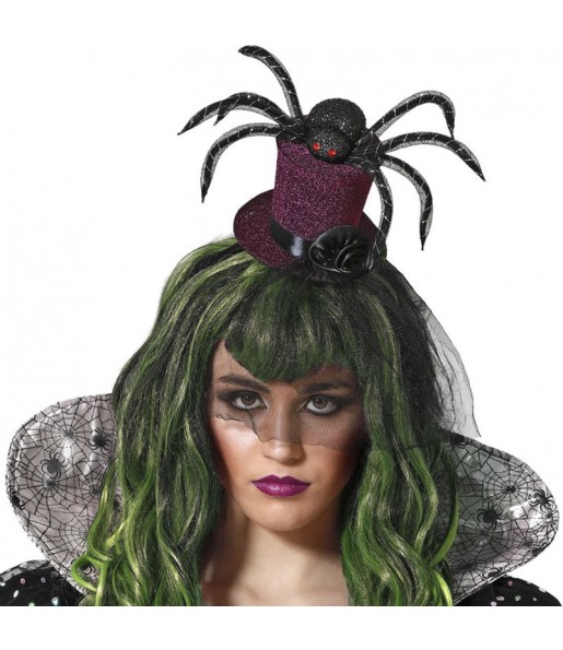 Mini-Hexenhut mit Spinne zur Vervollständigung Ihres Horrorkostüms