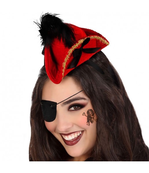 Mini-Piratenhut rot um Ihr Kostüm zu vervollständigen