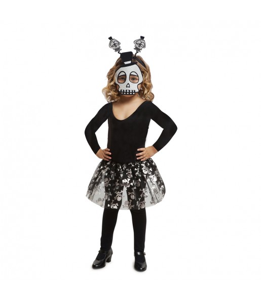 Verkleiden Sie die Skelett Tutu mit MaskeMädchen für eine Halloween-Party