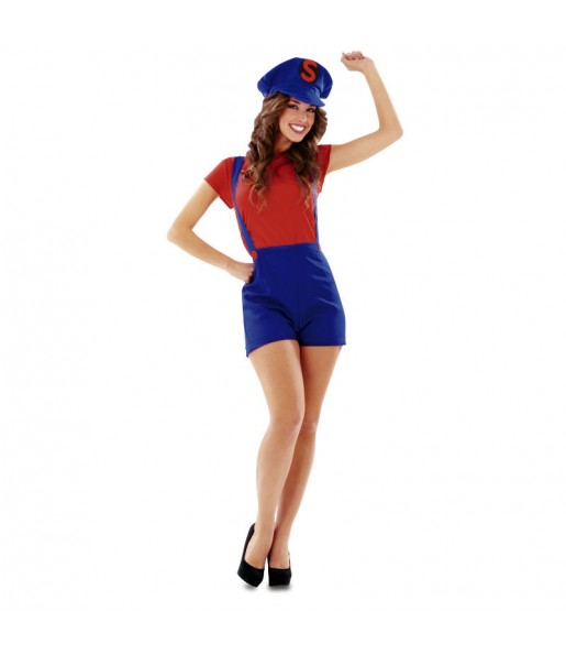 Kostüm Sie sich als Klempner Mario Bros. Kostüm für Damen-Frau für Spaß und Vergnügungen