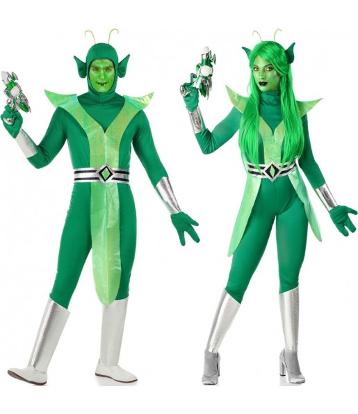 Grüne Außerirdische Kostüme für Paare