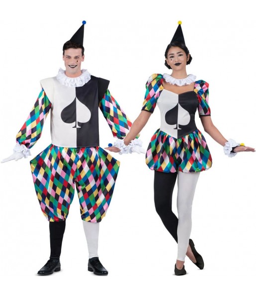 Harlekin-Komödianten Kostüme für Paare